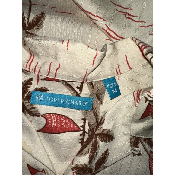 Tori Richard Shirt Men's M, Hawaiian Floral Print Short Sleeve Casual 70% Silk - Picture 5 of 7